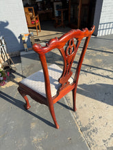 Load image into Gallery viewer, Heavily Carved Chippendale Side Chair with Fan-Pattern Upholstery
