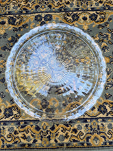 Load image into Gallery viewer, Vintage Pressed Glass Platter – 13.5” Diamond Point Starburst Design with Scalloped Edge
