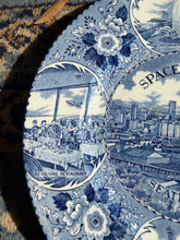 Load image into Gallery viewer, Vintage Space Needle Seattle Souvenir Plate – Fine Staffordshire Ware by Enco National – Blue &amp; White England Made – 1962 World’s Fair Collectible
