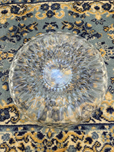 Load image into Gallery viewer, Vintage Pressed Glass Serving Platter – 11” Starburst Diamond Pattern Clear Glass Plate
