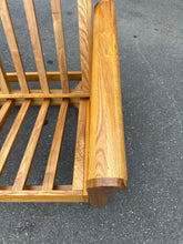Load image into Gallery viewer, Mission-Style Oak Futon Sofa Bed – Excellent Condition
