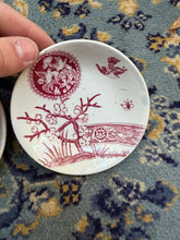 Load image into Gallery viewer, Vintage Transferware Mini Plates – Red “Bird &amp; Blossom” Pattern (Set of 2, 4” each)
