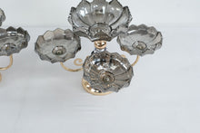 Load image into Gallery viewer, Pair Brass Glass Flower Bowl Centerpiece Candelabra Style 5 Arm 16x12

