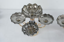 Load image into Gallery viewer, Pair Brass Glass Flower Bowl Centerpiece Candelabra Style 5 Arm 16x12

