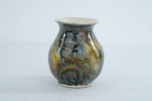 Load image into Gallery viewer, Signed Studio Art Pottery Vase Abstract Multicolor Glaze Spiral Design 5 Inch
