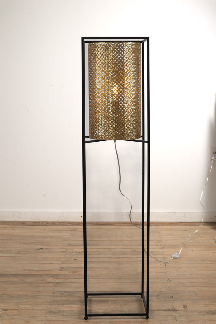 60'' Antique Gold Column Floor Lamp