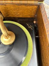 Load image into Gallery viewer, Antique Edison Disc Phonograph in Quarter-Sawn Tiger Oak Cabinet
