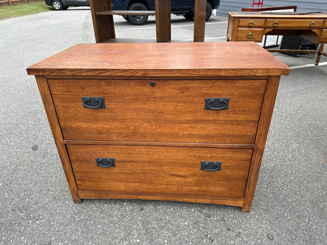 Mission Style Two-Drawer Oak File Cabinet