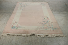 Load image into Gallery viewer, Chinese Peking Wool Rug 66 x 103 Pink Floral Art Deco Style Area Rug
