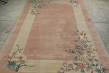 Load image into Gallery viewer, Chinese Peking Wool Rug 66 x 103 Pink Floral Art Deco Style Area Rug
