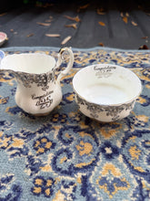 Load image into Gallery viewer, Royal Albert “25th Anniversary” Creamer &amp; Sugar Bowl Set – Silver Floral Pattern, Bone China, England
