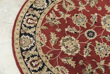 Load image into Gallery viewer, Hand Tufted Indian Wool Round Area Rug 6 Ft Red Black Floral Traditional
