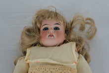 Load image into Gallery viewer, Antique Style German Bisque Head Doll Blue Eyes Blonde Curls 13 Inch
