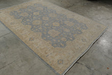 Load image into Gallery viewer, Pakistani Peshawar Chobi Hand Knotted Wool Rug Blue Ivory 71 x 107

