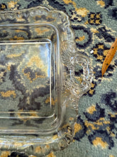 Load image into Gallery viewer, Vintage Pressed Glass Serving Dish – Square Clear Glass Tray with Ornate Handles
