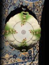Load image into Gallery viewer, Antique Carl Tielsch &amp; Co. (C.T. Altwasser) Handled Serving Plate – Holly &amp; Berries Christmas Motif – Green Ombre with Gold Trim – Germany, c. 1900
