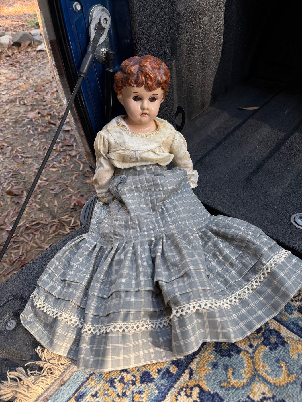 Antique German Composition Doll – Hand-Painted Face, Original Clothing, 15