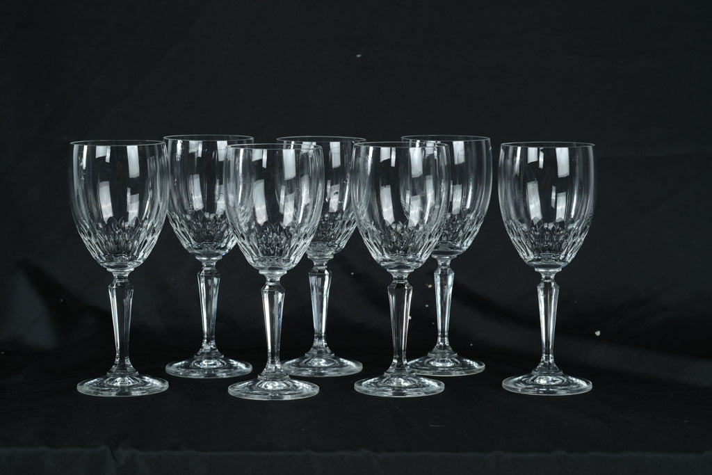 Cut Crystal Wine Glasses with Faceted Stems, AMS1 Pattern by American  Stemware, Set of Seven