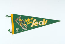 Load image into Gallery viewer, Vintage California Golden Seals NHL Felt Pennant 1970s Hockey Player 30 Inch
