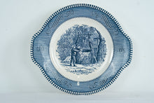 Load image into Gallery viewer, Currier and Ives Royal Blue Transferware Scalloped Plates Set of 7
