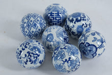 Load image into Gallery viewer, Set of 7 Blue and White Porcelain Decorative Balls – Hand-Painted Floral &amp; Geometric Designs (3&quot;)
