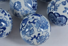 Load image into Gallery viewer, Set of 7 Blue and White Porcelain Decorative Balls – Hand-Painted Floral &amp; Geometric Designs (3&quot;)
