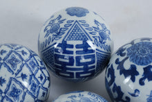 Load image into Gallery viewer, Set of 7 Blue and White Porcelain Decorative Balls – Hand-Painted Floral &amp; Geometric Designs (3&quot;)
