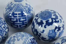 Load image into Gallery viewer, Set of 7 Blue and White Porcelain Decorative Balls – Hand-Painted Floral &amp; Geometric Designs (3&quot;)
