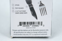 Load image into Gallery viewer, 7-in-1 Camping Tool – Stainless Steel Folding Survival Utensil Set with Knife, Fork, Spoon, Corkscrew &amp; More – Hiking, Hunting, Outdoor Gear
