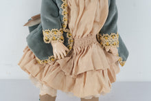 Load image into Gallery viewer, Porcelain Girl Doll 16 Inch Auburn Hair Victorian Dress Green Velvet Jacket
