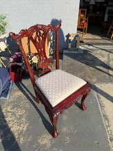 Load image into Gallery viewer, Heavily Carved Chippendale Side Chair with Fan-Pattern Upholstery
