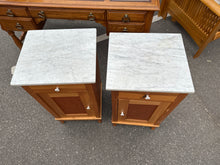 Load image into Gallery viewer, Pair of Tall German Nightstands with Marble Tops
