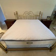 Load image into Gallery viewer, Wesley Allen King Size Brass Metal Bed Frame Traditional Scroll Headboard
