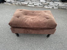 Load image into Gallery viewer, Tufted Brown Upholstered Ottoman – 28” x 18” x 16”
