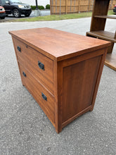 Load image into Gallery viewer, Mission Style Two-Drawer Oak File Cabinet
