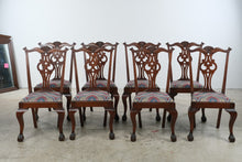 Load image into Gallery viewer, Set of 8 Mahogany Chippendale Dining Chairs with Ball and Claw Feet
