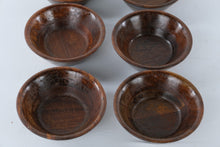 Load image into Gallery viewer, Vintage Set of 8 Turned Wood Bowls Dark Brown 6 Inch
