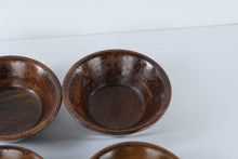 Load image into Gallery viewer, Vintage Set of 8 Turned Wood Bowls Dark Brown 6 Inch
