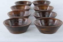Load image into Gallery viewer, Vintage Set of 8 Turned Wood Bowls Dark Brown 6 Inch
