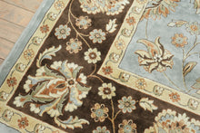 Load image into Gallery viewer, Large Traditional Floral Area Rug 8' x 11.5' – Soft Blue Field with Chocolate Brown Border
