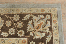 Load image into Gallery viewer, Large Traditional Floral Area Rug 8' x 11.5' – Soft Blue Field with Chocolate Brown Border
