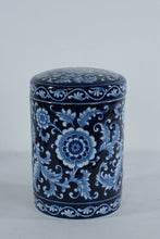 Load image into Gallery viewer, Pier 1 Mandarin Cobalt Blue White Stoneware Large Storage Canister w Lid
