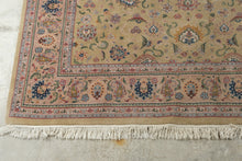 Load image into Gallery viewer, Vintage Persian Tabriz Style Wool Area Rug 93 x 114 Floral Ivory Beige Handmade Carpet
