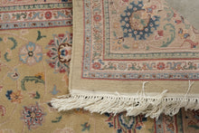 Load image into Gallery viewer, Vintage Persian Tabriz Style Wool Area Rug 93 x 114 Floral Ivory Beige Handmade Carpet
