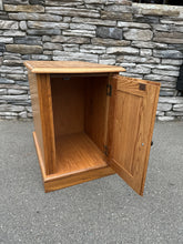 Load image into Gallery viewer, Oak Cabinet Side Table with Rear Magazine Rack
