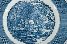 Load image into Gallery viewer, Currier and Ives Royal The Old Grist Mill Blue Transferware Dinner Plates Set of 13
