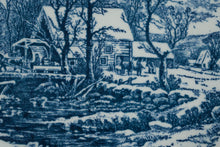 Load image into Gallery viewer, Currier and Ives Royal The Old Grist Mill Blue Transferware Dinner Plates Set of 13
