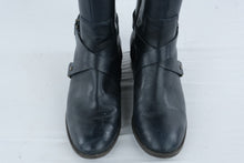 Load image into Gallery viewer, Nine West Blogger Black Leather Riding Boots Harness Zip Womens Size 8M
