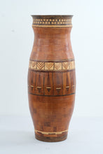 Load image into Gallery viewer, Monty Rowe 2010 Segmented Wood Urn Teak Purpleheart Ebony Maple 23 Inch
