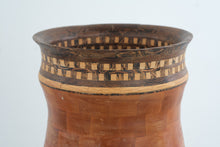 Load image into Gallery viewer, Monty Rowe 2010 Segmented Wood Urn Teak Purpleheart Ebony Maple 23 Inch
